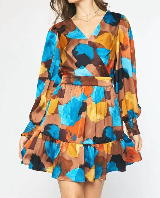 Entro - Printed Long Sleeve Mini Dress