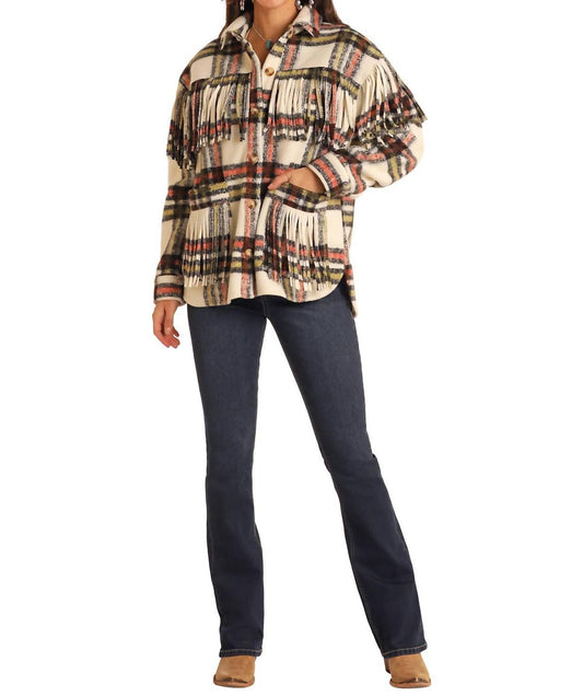 Rock & Roll Cowgirl - Plaid Shacket With Fringe