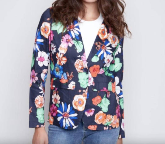 Charlie B - Printed linen blazer