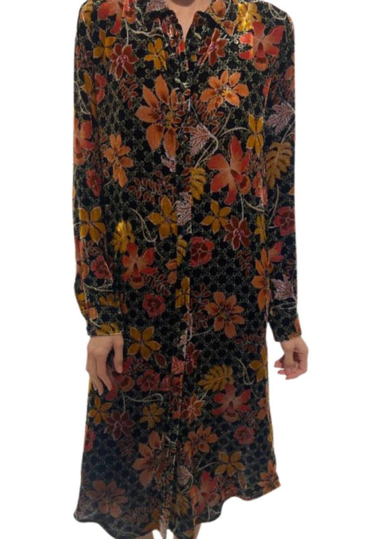 Women's Jasmoon Flore Velvet Relaxed Overshirt Dress