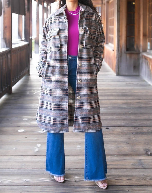 Surelymine - Plaid Button Down Long Shacket