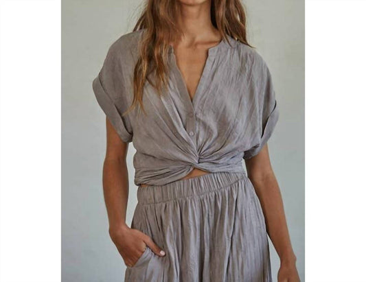 By Together - Women's Woven Polyester Button Down Cropped Top