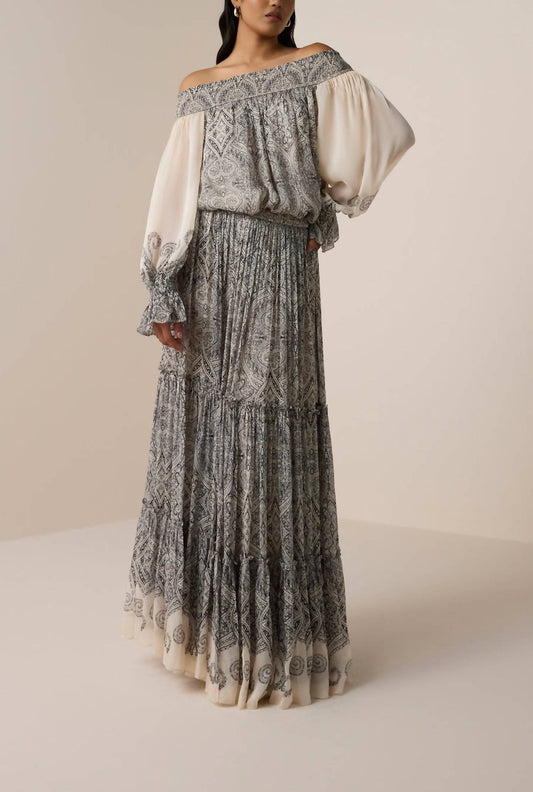 Hemant & Nandita - Chavi Smocked Detail Maxi Dress