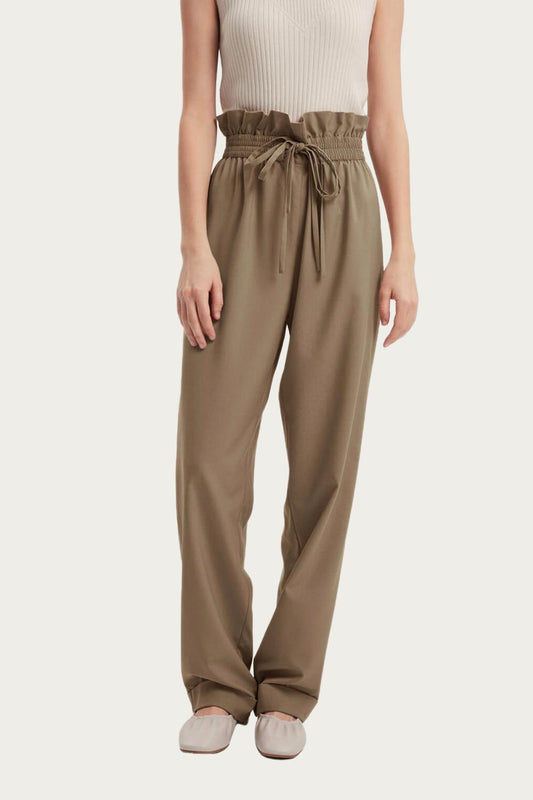 HIGH-RISE STRAIGHT WOOL-BLEND PANTS