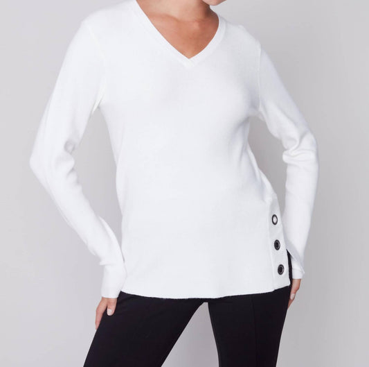 Charlie B - V-Neck Grommet Sweater