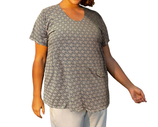 On The Plus Side - Side Printed Tyler Flair Short Sleeve Top - Plus Size