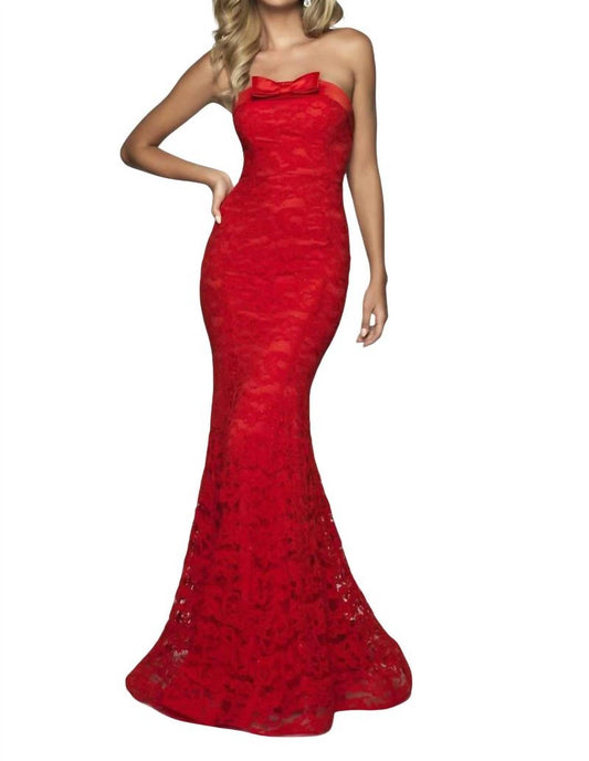 Blush Prom - Lace Strapless Mermaid Gown