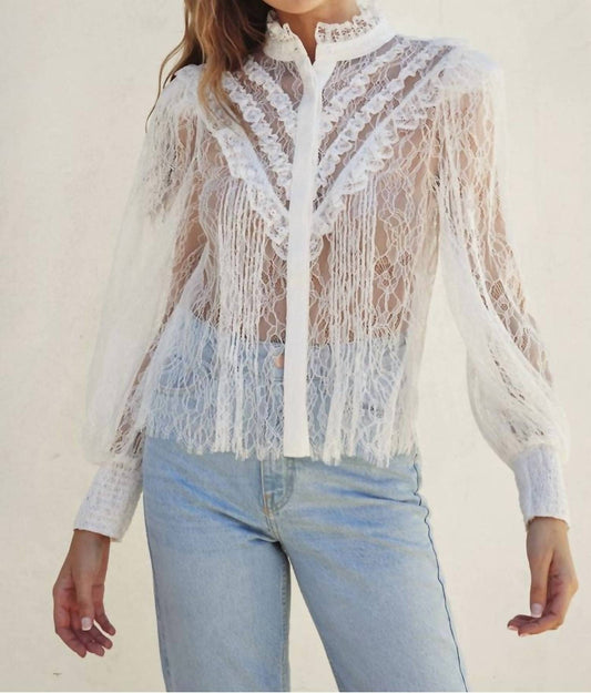 Dress Forum - Frilly Lace Structured Shoulder Blouse