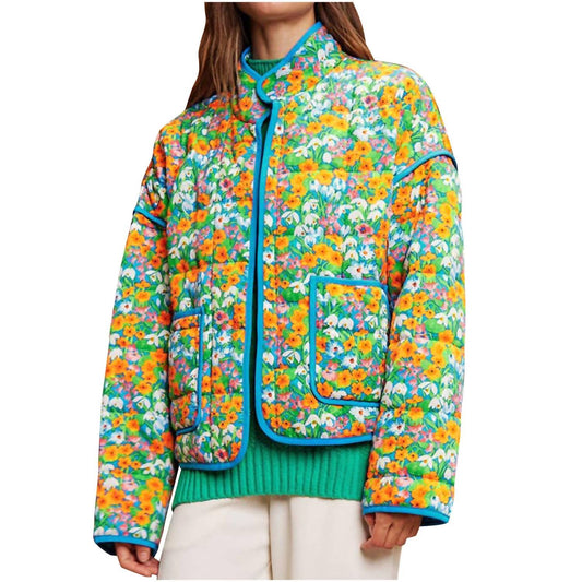 Davi & Dani - Retro Floral Quilted Jacket
