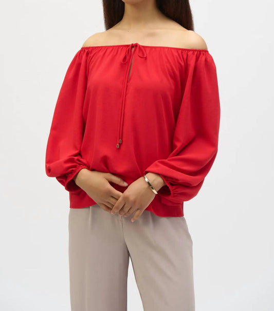 Joseph Ribkoff - Off-shoulder Eggshell Flared Top