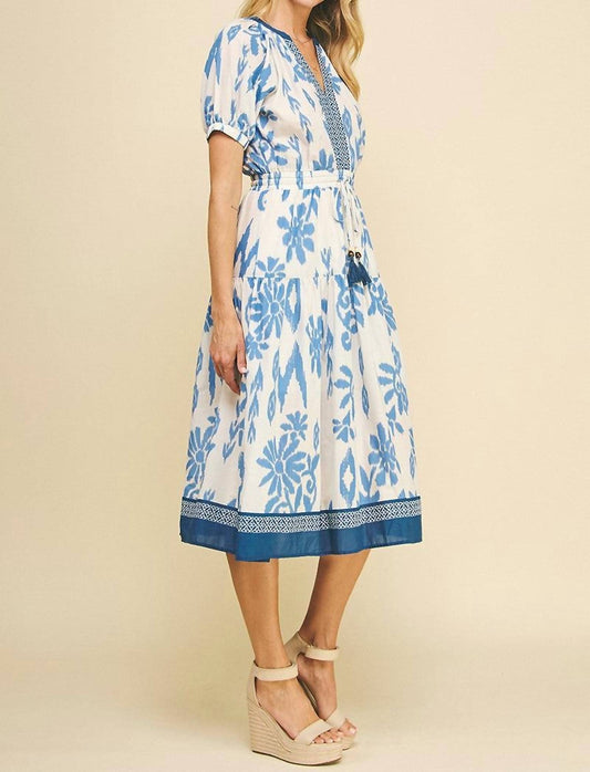 Pinch - Contrast Floral V-neck Midi Dress