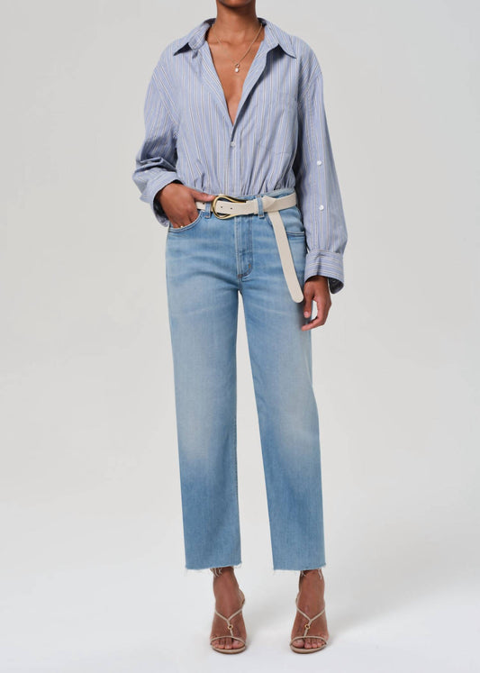 Citizens Of Humanity - Palma High Waist Raw Hem Straight Leg Jeans