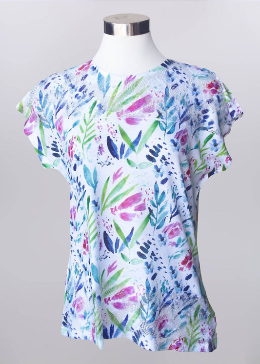 Keren Hart - Women's Short Sleeve Floral Print Top