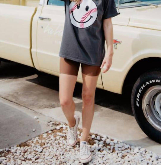 Katydid - Baseball Happy Face Cute Graphic Tee