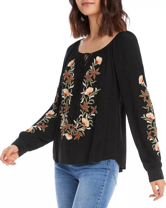 Karen Kane - Embroidered Peasant Top