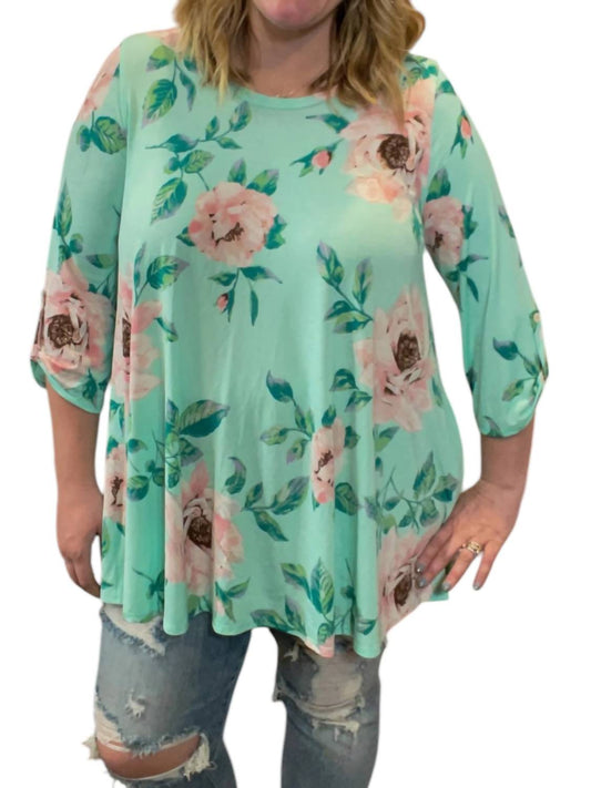 Honeyme - Floral Button Back Tunic Top