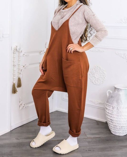 Surelymine - Harem Pocket Jumpsuit Relaxed Fit One-piece