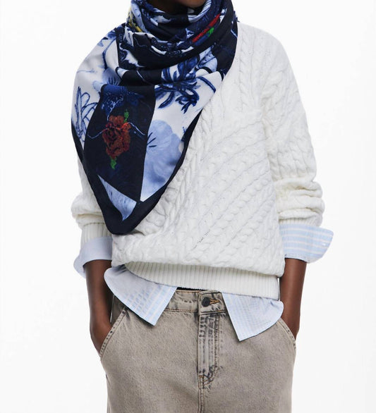 Desigual - FLORAL DENIM FOULARD SCARF