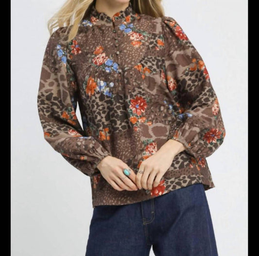 Umgee - Animal Print Ruffle Top