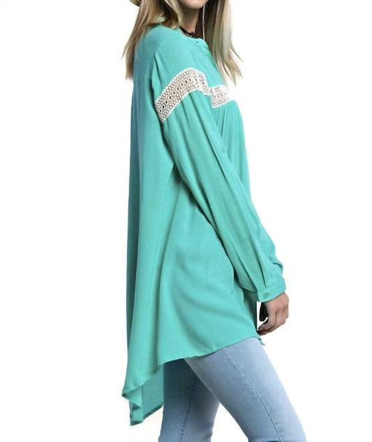 Kori - Button Up Lace Trim Tunic