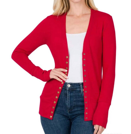 Zenana - Snap Full Sleeve Cardigan