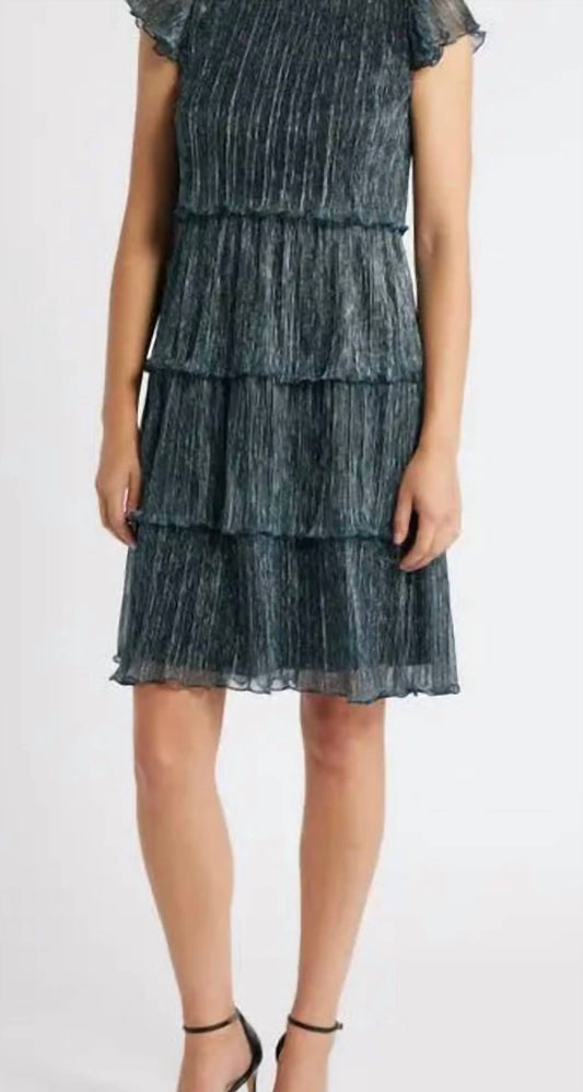 Vince Camuto - Women's Metallic Tiered Crinkle Dress
