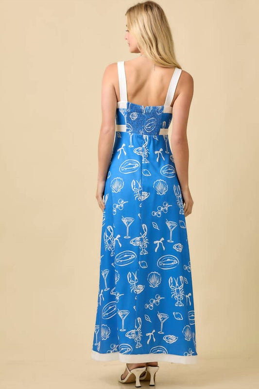 Mainstrip - Vintage Print All Over Summer Maxi Dress With Contrast Strap