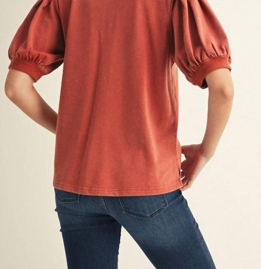 Jodifl - V-neck Puffed Sleeve Top