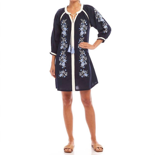Karen Kane - Blouson Sleeve Embroidered Peasant Dress