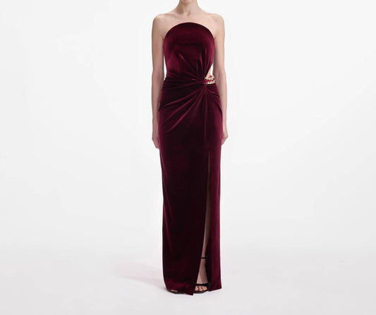 Self-Portrait - Velvet Bandeau Maxi Dress