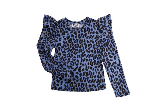 Mia - Girls' Leopard Puff Sleeve Top
