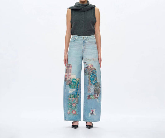 Bayeas - Transfer Print Barrel Jeans