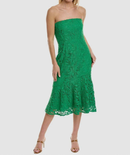 Amur - Strapless Guipure Lace Midi Dress