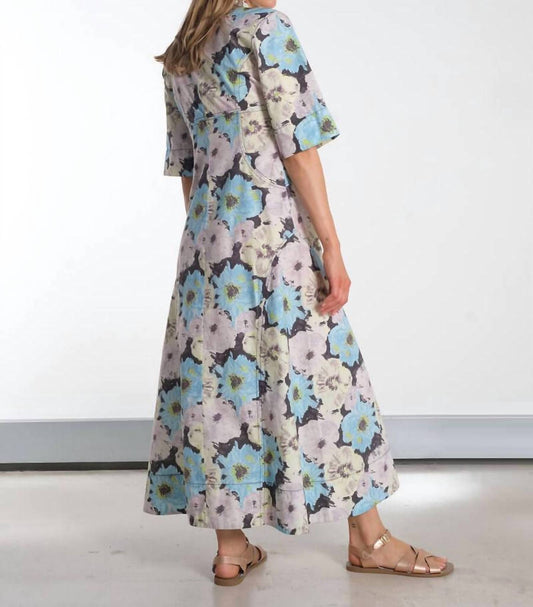 Ganni - Printed Cotton Long Shirt Dress