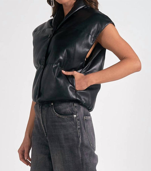 Elan - High Collar Vegan Leather Vest