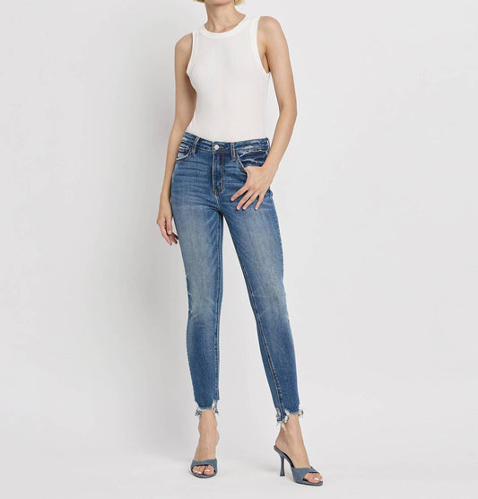 Lovervet - High Rise Distressed Hem Skinny Jean