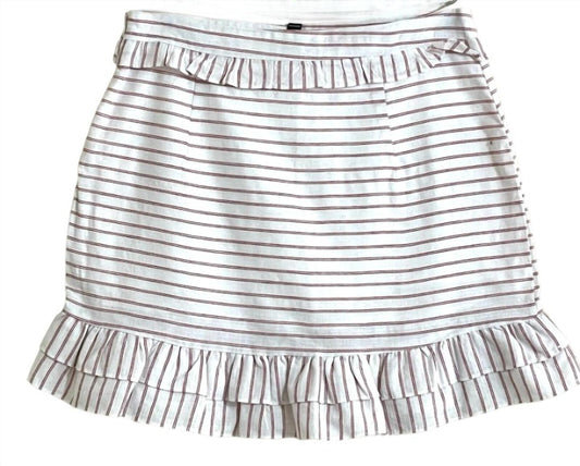 Aqua - Women's Cotton Blend Stripes Ruffle A Line Slip Skirt