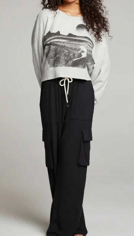 Chaser - Ski Life Long Sleeve Crop Sweatshirt