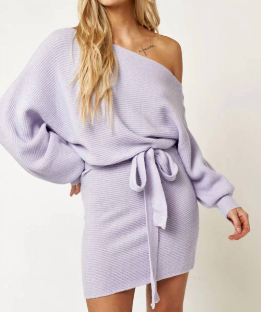 Blue Blush - Long Sleeve Knit Sweater Dress