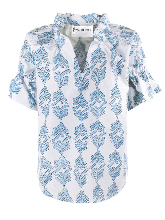 Finley - Crosby Short Sleeve Palmetto Leaf Print Top