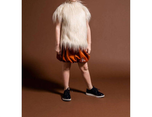 Omamimini - Velvet Bubble Skirt with Foxes Embroidery