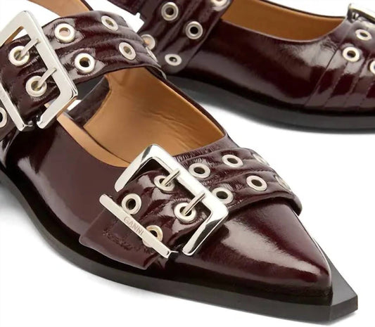 Ganni - Women's Feminine Buckle Ballerina Flats