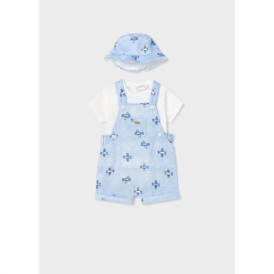 Mayoral - Boys Airplane Print Short Overall Set