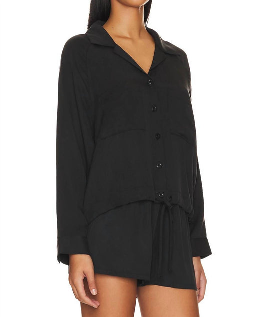 Lna - Drawstring Button Up Shirt