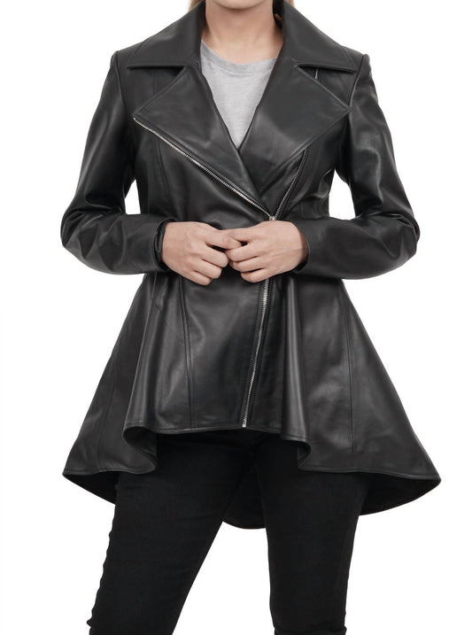 Decrum - Asymmetrical Peplum Leather Jacket