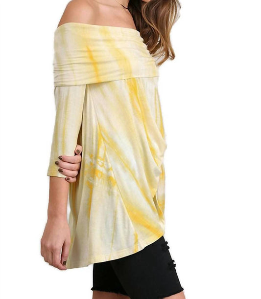 Umgee - Fold Over Off The Shoulder Tie Dye Tunic
