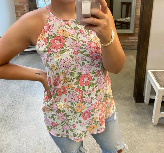 Shewin Inc. - Floral Print Halter Tank
