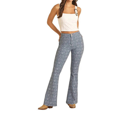 Rock & Roll Denim - Reversible Blue Button Flare Jeans