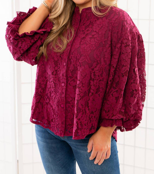 Fate - Jayne Lace Bubble Sleeve Blouse