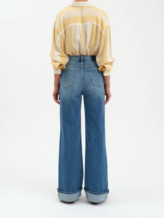 Daze - Women's Far Out High Rise Cuffed Wide Leg Denim Jeans